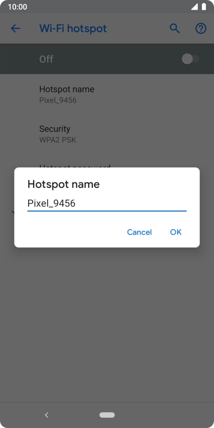 Key in the required Wi-Fi hotspot name and press OK. Key in the required Wi-Fi hotspot name and press OK.