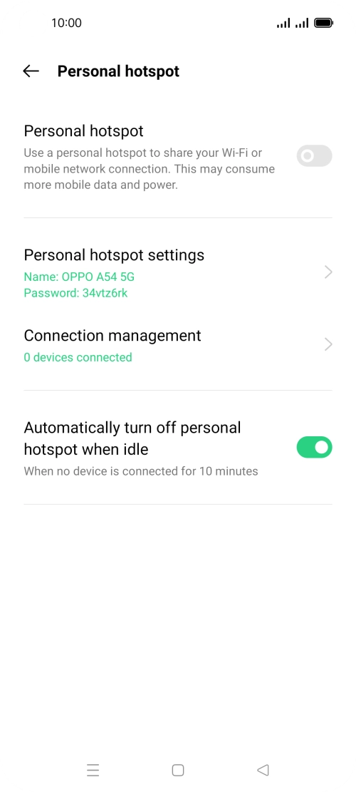 Press Personal hotspot settings. Press Personal hotspot settings.