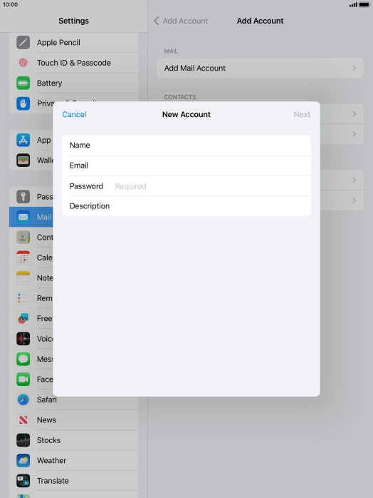 Press Password and key in the password for your email account. Press Password and key in the password for your email account.