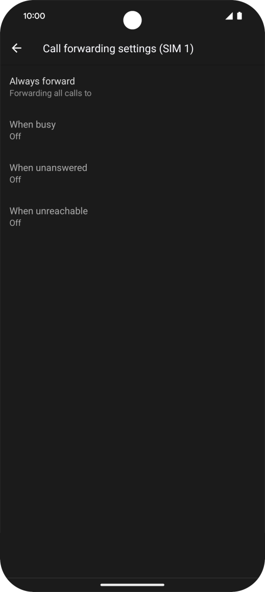 Press the required divert type. Press the required divert type.