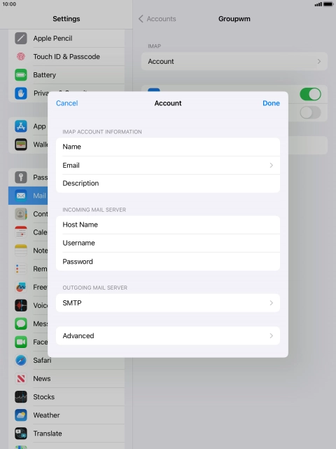 Press SMTP. Press SMTP.