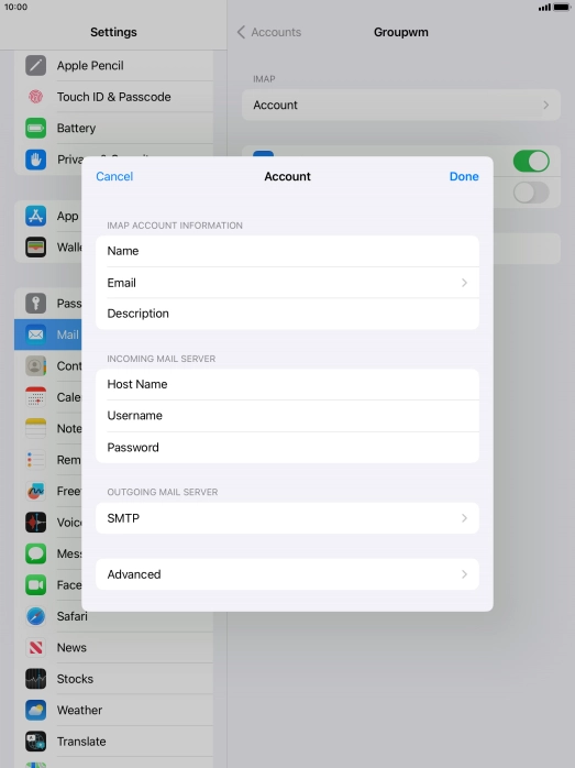 Press SMTP. Press SMTP.