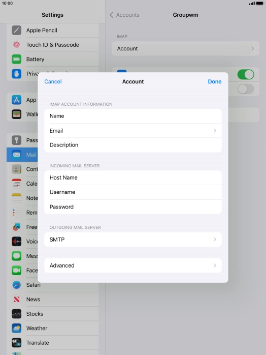 Press SMTP. Press SMTP.