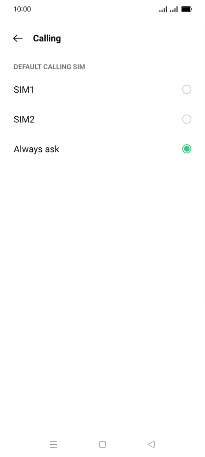 Press the required setting. Press the required setting.