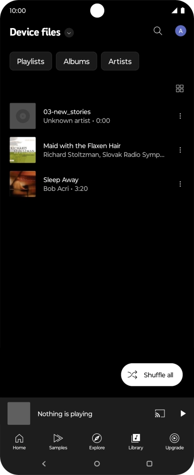 Press the required audio file. Press the required audio file.