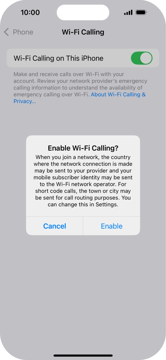If you turn on the function, press Enable. If you turn on the function, press Enable.