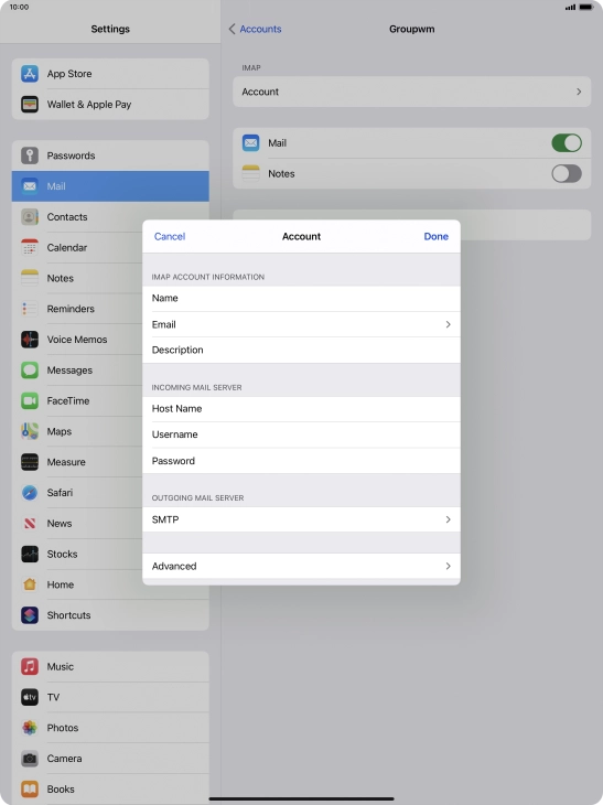 Press SMTP. Press SMTP.