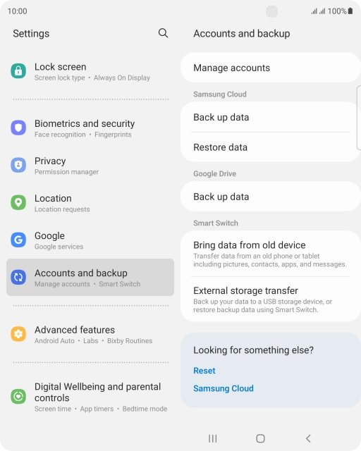 Press Manage accounts. Press Manage accounts.