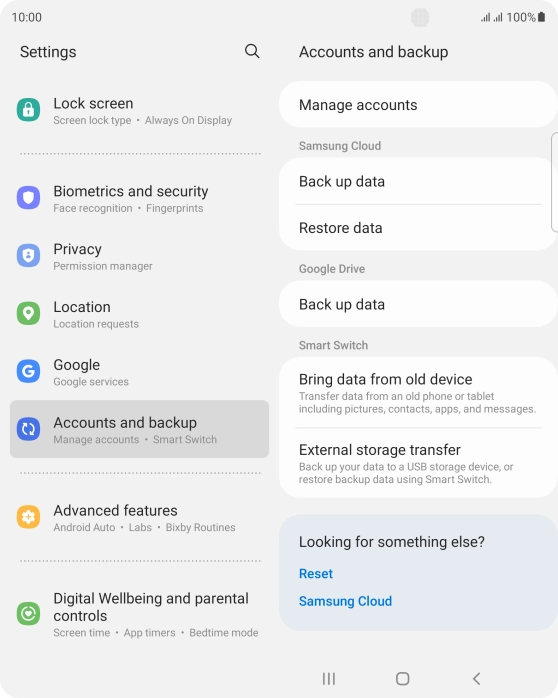 Press Manage accounts. Press Manage accounts.