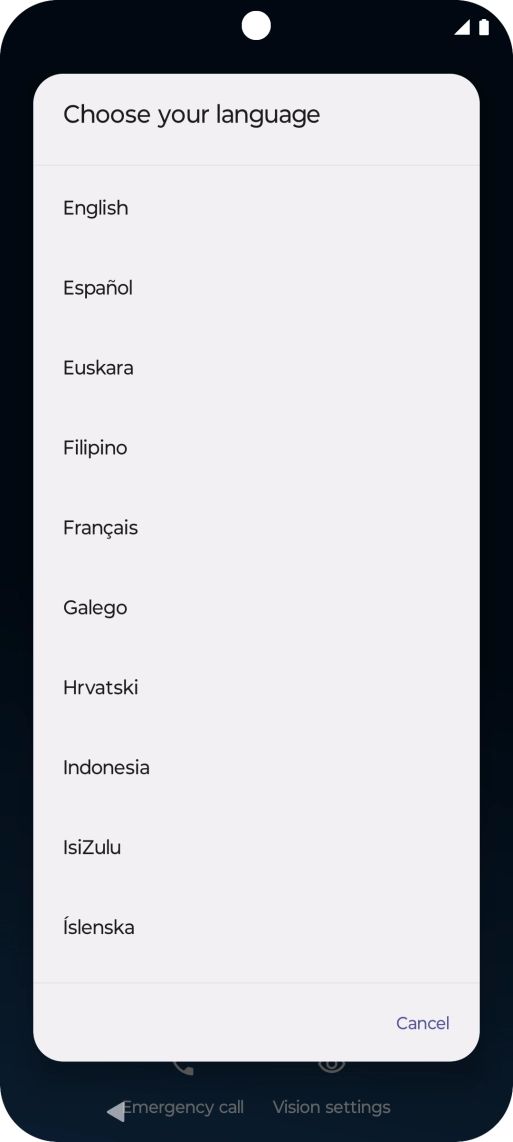 Press the required language. Press the required language.