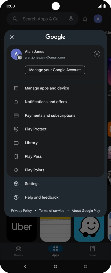 Press Manage apps and device. Press Manage apps and device.