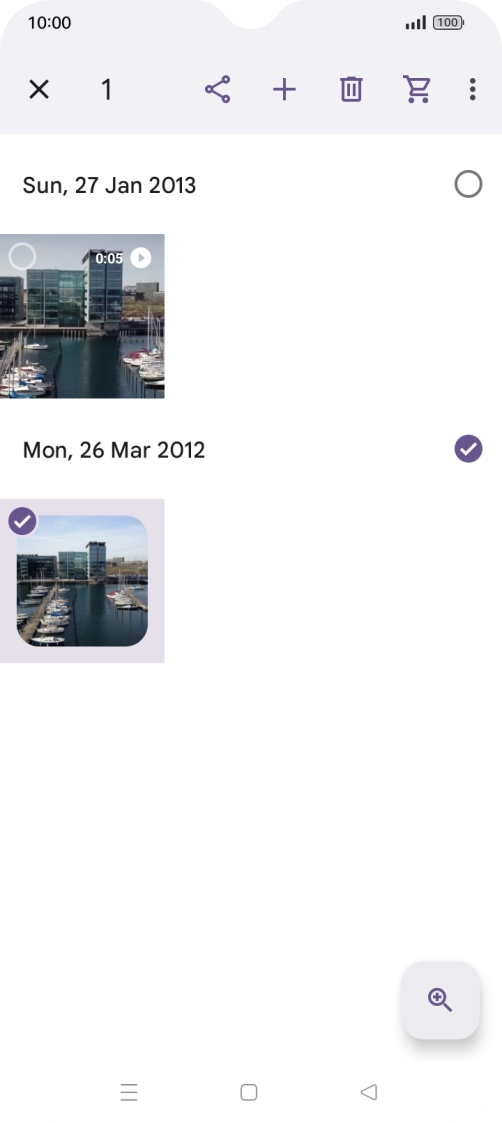 Press the required picture or video clip. Press the required picture or video clip.