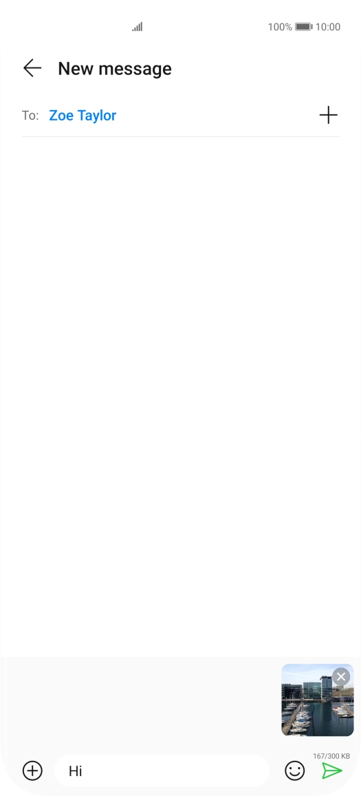 Press the send icon when you've finished your MMS. Press the send icon when you've finished your MMS.