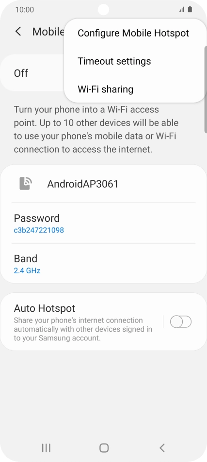 Press Configure Mobile Hotspot. Press Configure Mobile Hotspot.