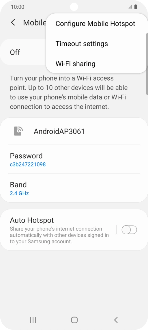 Press Configure Mobile Hotspot. Press Configure Mobile Hotspot.