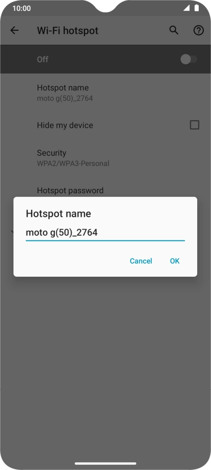 Key in the required Wi-Fi hotspot name and press OK. Key in the required Wi-Fi hotspot name and press OK.