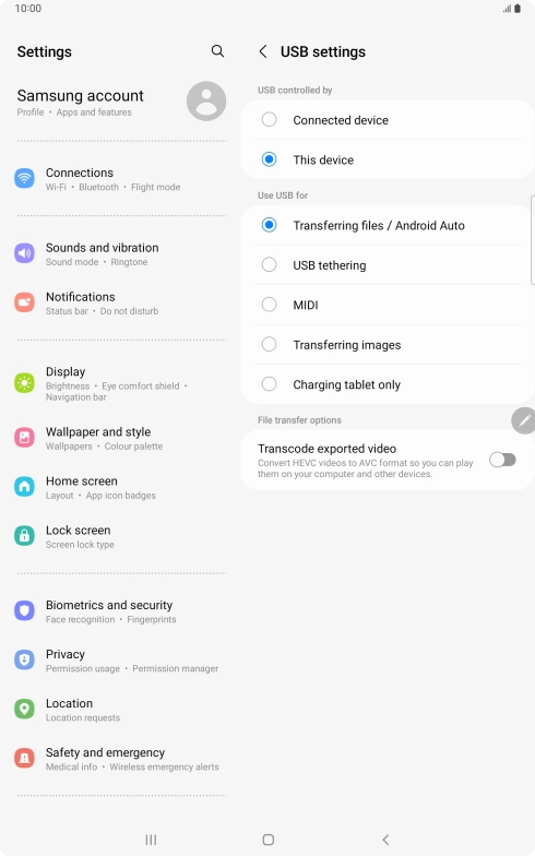 Press Transferring files / Android Auto. Press Transferring files / Android Auto.
