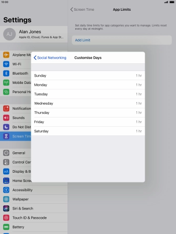 Press the required days. Press the required days.