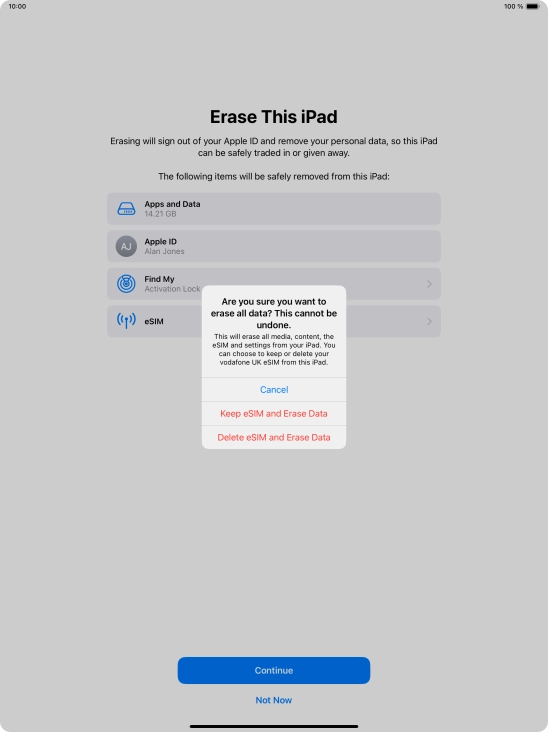Press the required setting. Press the required setting.