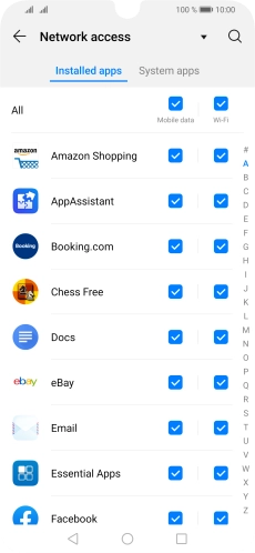 Press the field next to the application name in the Press the field next to the application name in the