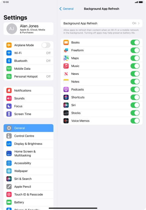 Press Background App Refresh. Press Background App Refresh.