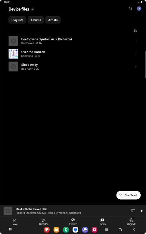 Press the required audio file. Press the required audio file.