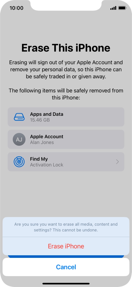 Press Erase iPhone. Press Erase iPhone.