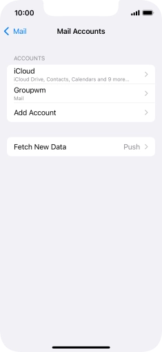 Press the name of the email account you've just set up. Press the name of the email account you've just set up.