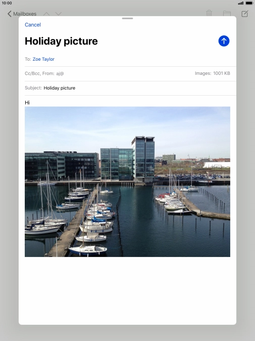 Press the send icon when you've finished your email. Press the send icon when you've finished your email.