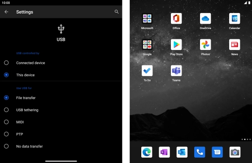 Press File transfer to turn on the function. Press File transfer to turn on the function.