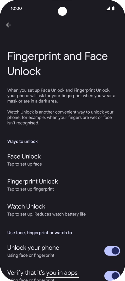 Press Fingerprint Unlock. Press Fingerprint Unlock.