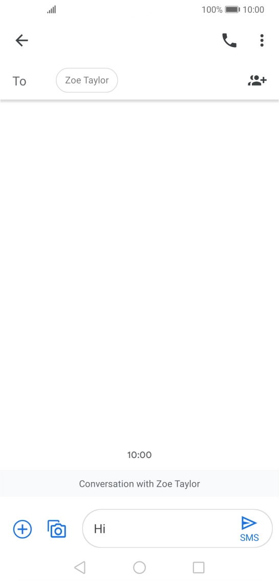 Press the send icon when you've finished your SMS. Press the send icon when you've finished your SMS.