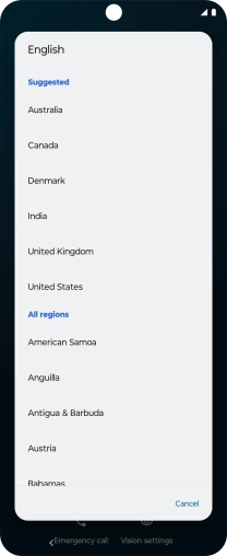 Press the required country. Press the required country.