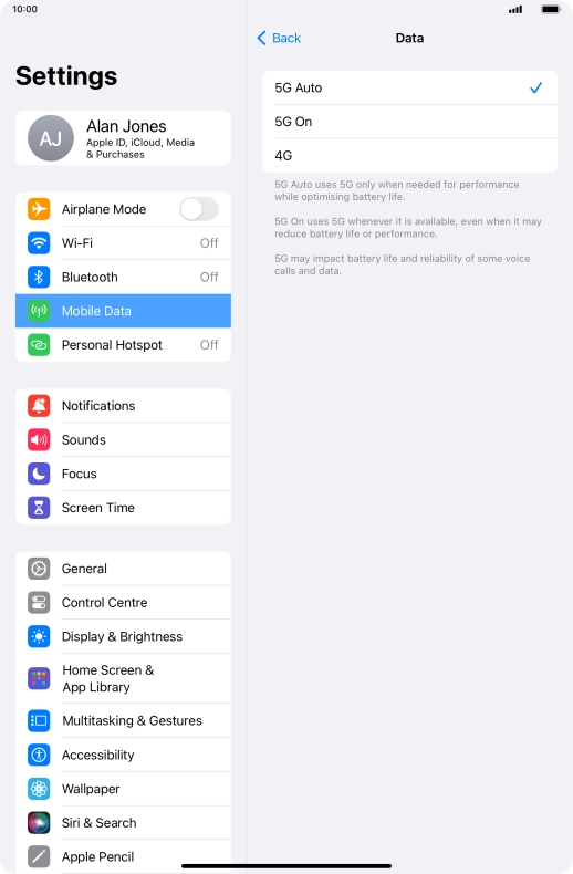 To turn on automatic switch between 5G and 4G, press 5G Auto. To turn on automatic switch between 5G and 4G, press 5G Auto.