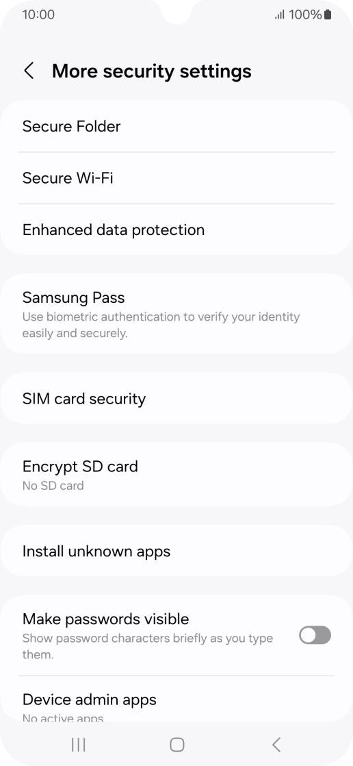 Press SIM card security. Press SIM card security.