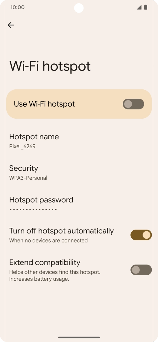 Press Hotspot password and key in the required password. Press Hotspot password and key in the required password.