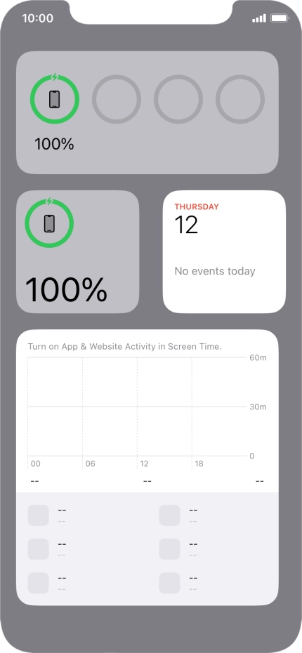 Slide your finger up or down on the screen to see more widgets. Slide your finger up or down on the screen to see more widgets.
