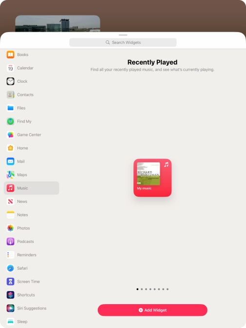 Slide your finger right or left on the screen to select the required widget size. Slide your finger right or left on the screen to select the required widget size.