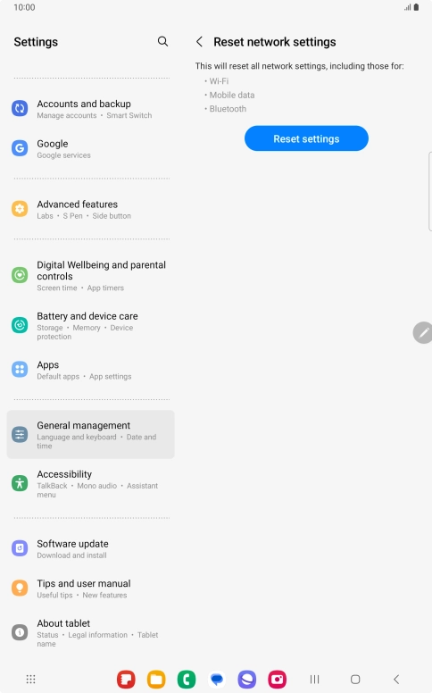 Press Reset settings. Press Reset settings.