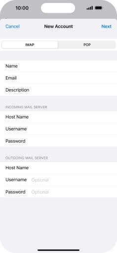 Press Username and key in the username for your email account. Press Username and key in the username for your email account.