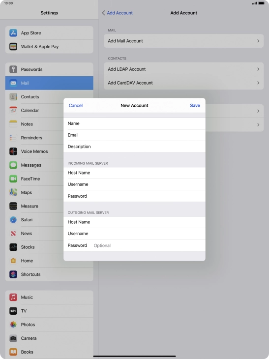Press Password and key in the password for your email account. Press Password and key in the password for your email account.
