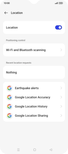 Press Google Location Accuracy. Press Google Location Accuracy.