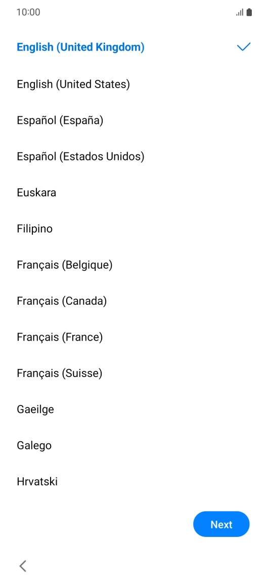 Press the required language. Press the required language.