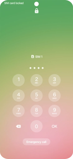 If your SIM is locked, key in your PIN and press OK. The default PIN is 1111. If your SIM is locked, key in your PIN and press OK. The default PIN is 1111.