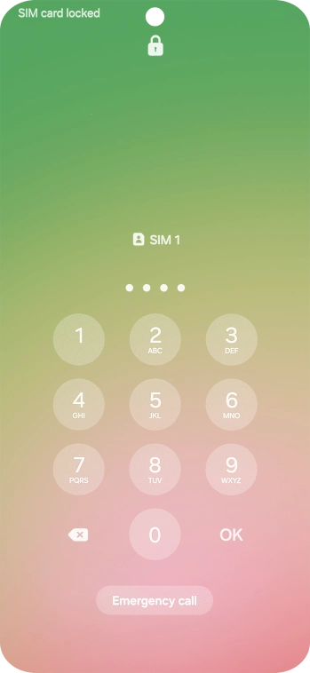 If your SIM is locked, key in your PIN and press OK. The default PIN is 1111. If your SIM is locked, key in your PIN and press OK. The default PIN is 1111.