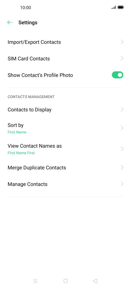 Press SIM Card Contacts. Press SIM Card Contacts.