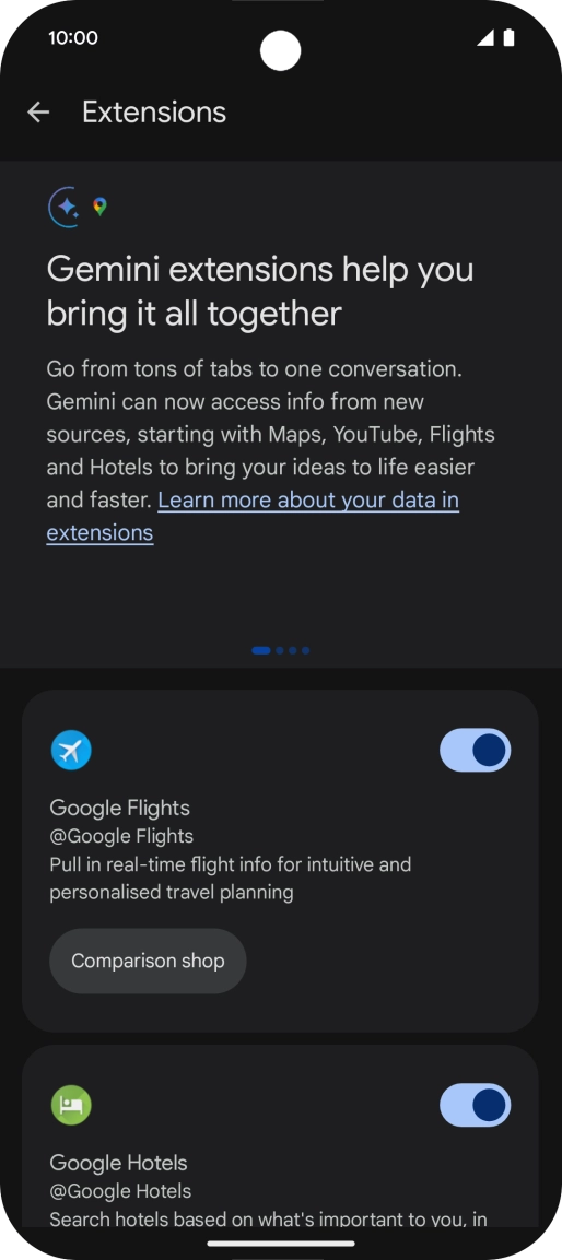Press the indicator next to the required extension to turn on the function. Press the indicator next to the required extension to turn on the function.