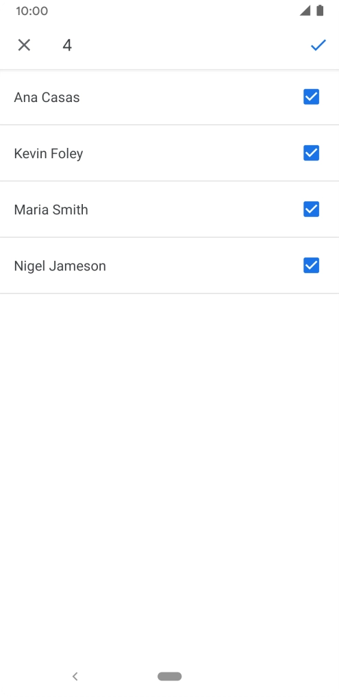 Press the fields next to the required contacts. Press the fields next to the required contacts.