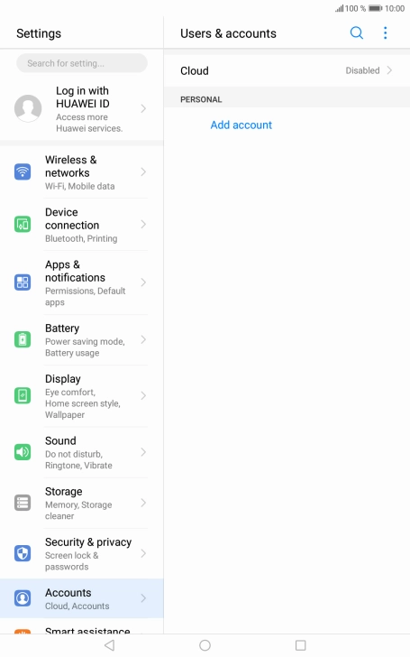 Press Add account. Press Add account.