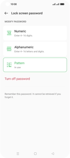 Press Turn off password. Press Turn off password.